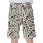 Hand Drawn Mantis Pattern Print Men's Beach Shorts