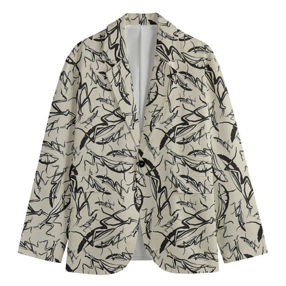 Hand Drawn Mantis Pattern Print Men's Blazer