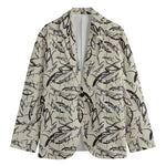 Hand Drawn Mantis Pattern Print Men's Blazer