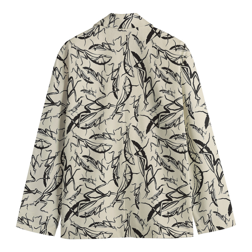 Hand Drawn Mantis Pattern Print Men's Blazer
