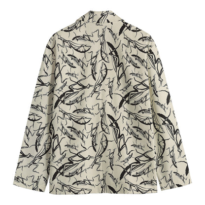 Hand Drawn Mantis Pattern Print Men's Blazer