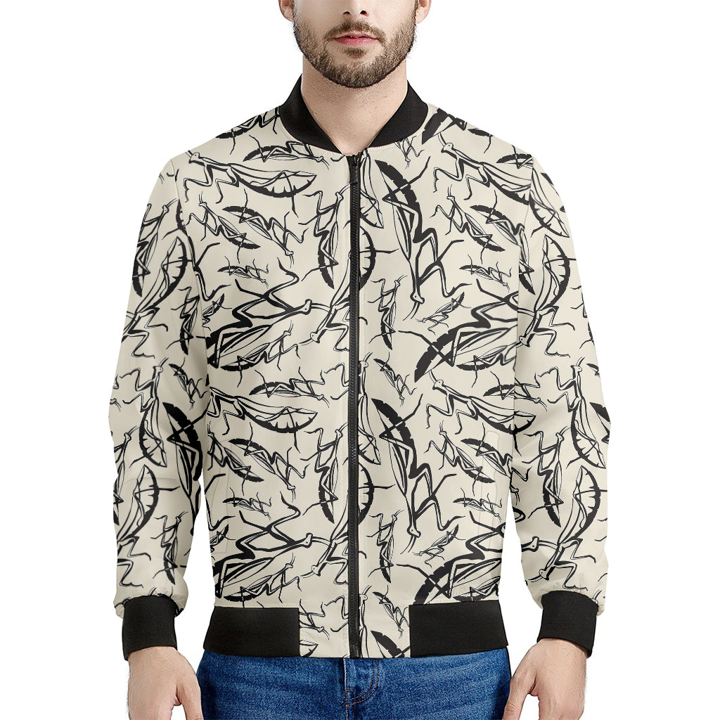 Hand Drawn Mantis Pattern Print Men's Bomber Jacket