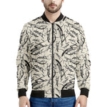 Hand Drawn Mantis Pattern Print Men's Bomber Jacket
