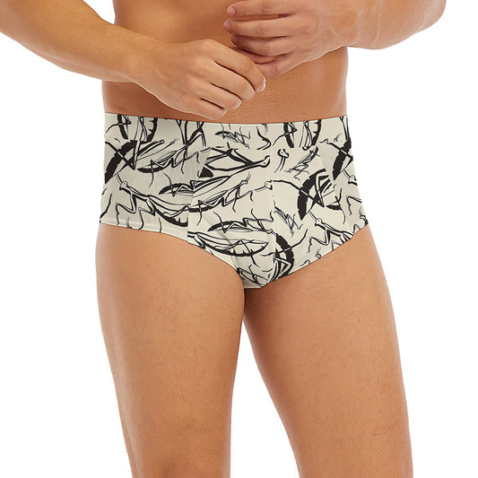 Hand Drawn Mantis Pattern Print Men's Briefs
