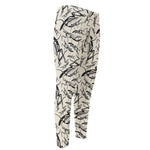 Hand Drawn Mantis Pattern Print Men's Compression Pants
