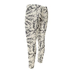 Hand Drawn Mantis Pattern Print Men's Compression Pants