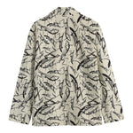 Hand Drawn Mantis Pattern Print Men's Cotton Blazer