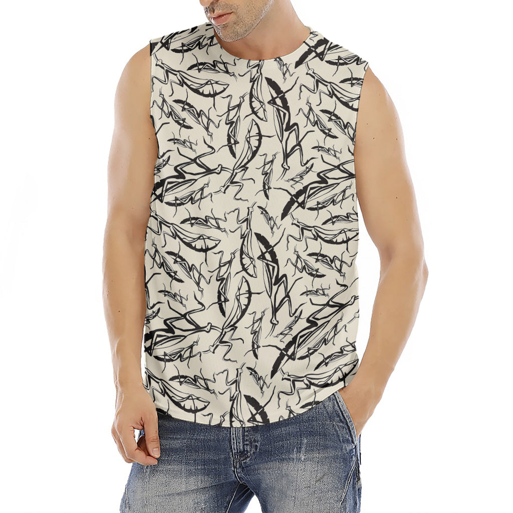 Hand Drawn Mantis Pattern Print Men's Fitness Tank Top