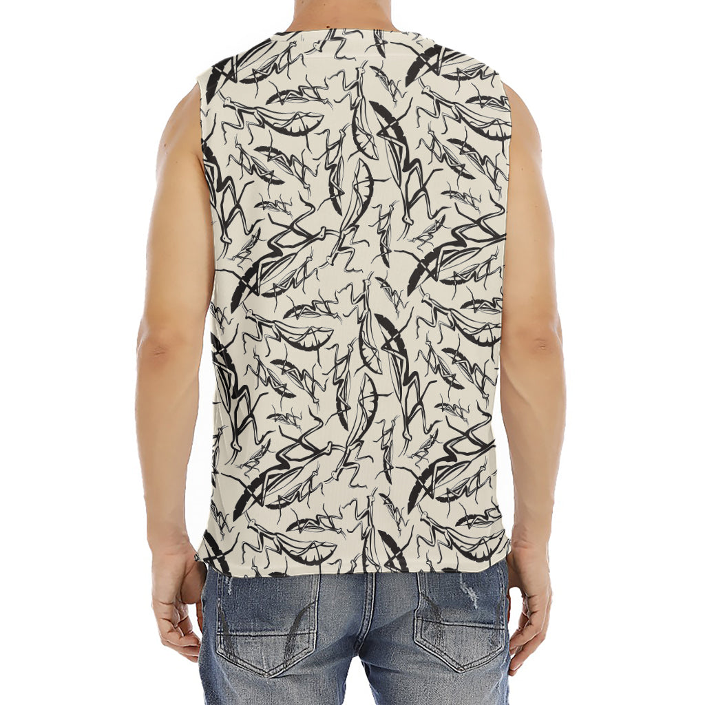 Hand Drawn Mantis Pattern Print Men's Fitness Tank Top