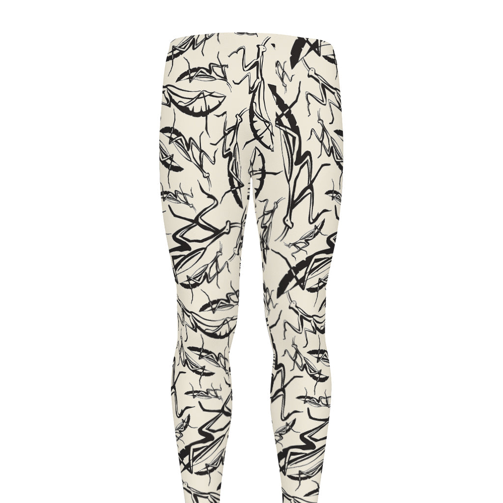 Hand Drawn Mantis Pattern Print Men's leggings