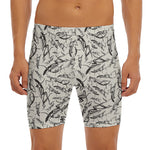 Hand Drawn Mantis Pattern Print Men's Long Boxer Briefs