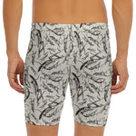 Hand Drawn Mantis Pattern Print Men's Long Boxer Briefs