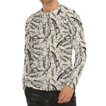 Hand Drawn Mantis Pattern Print Men's Long Sleeve Rash Guard