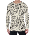 Hand Drawn Mantis Pattern Print Men's Long Sleeve T-Shirt