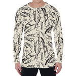 Hand Drawn Mantis Pattern Print Men's Long Sleeve T-Shirt