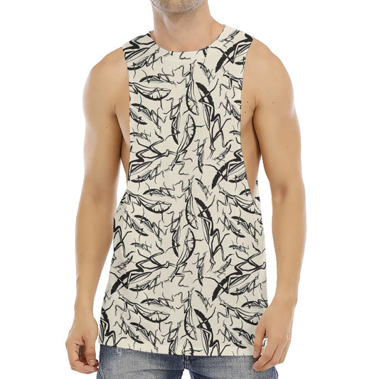 Hand Drawn Mantis Pattern Print Men's Muscle Tank Top