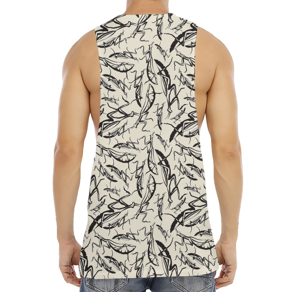 Hand Drawn Mantis Pattern Print Men's Muscle Tank Top
