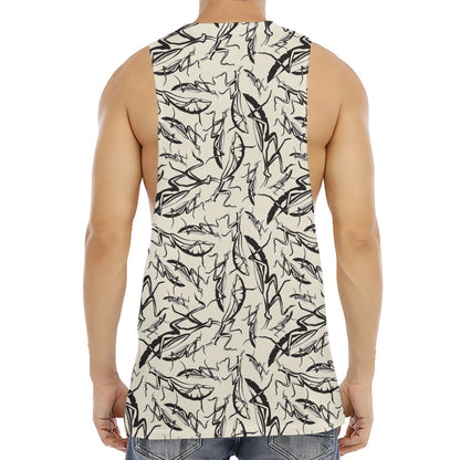 Hand Drawn Mantis Pattern Print Men's Muscle Tank Top