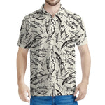 Hand Drawn Mantis Pattern Print Men's Polo Shirt