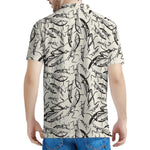 Hand Drawn Mantis Pattern Print Men's Polo Shirt