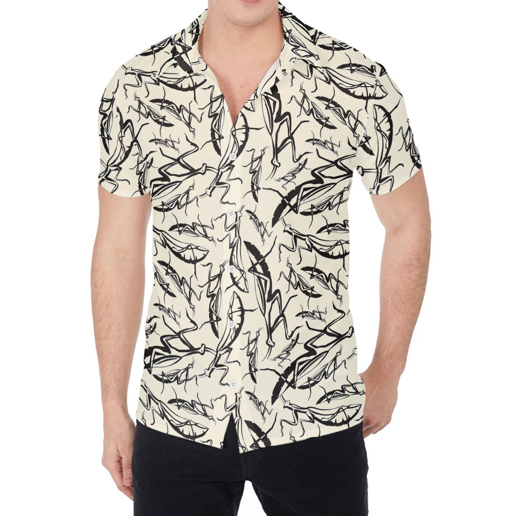 Hand Drawn Mantis Pattern Print Men's Shirt