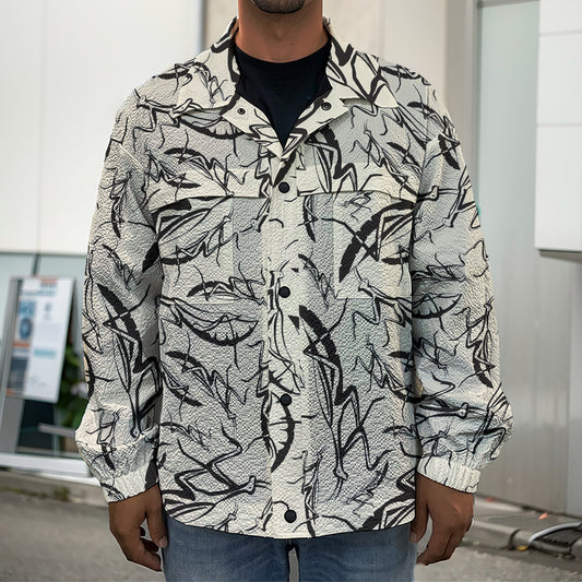 Hand Drawn Mantis Pattern Print Men's Shirt Jacket