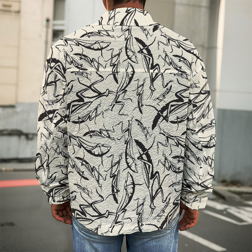 Hand Drawn Mantis Pattern Print Men's Shirt Jacket