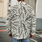 Hand Drawn Mantis Pattern Print Men's Shirt Jacket