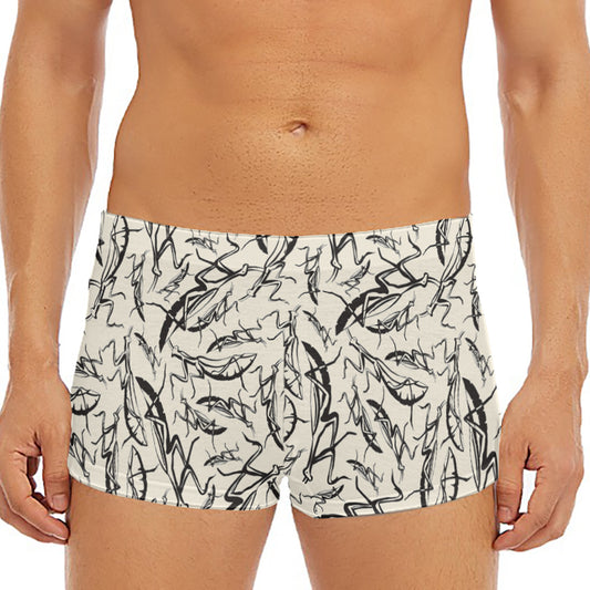 Hand Drawn Mantis Pattern Print Men's Short Boxer Briefs