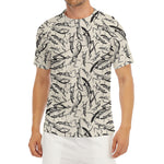 Hand Drawn Mantis Pattern Print Men's Short Sleeve Rash Guard