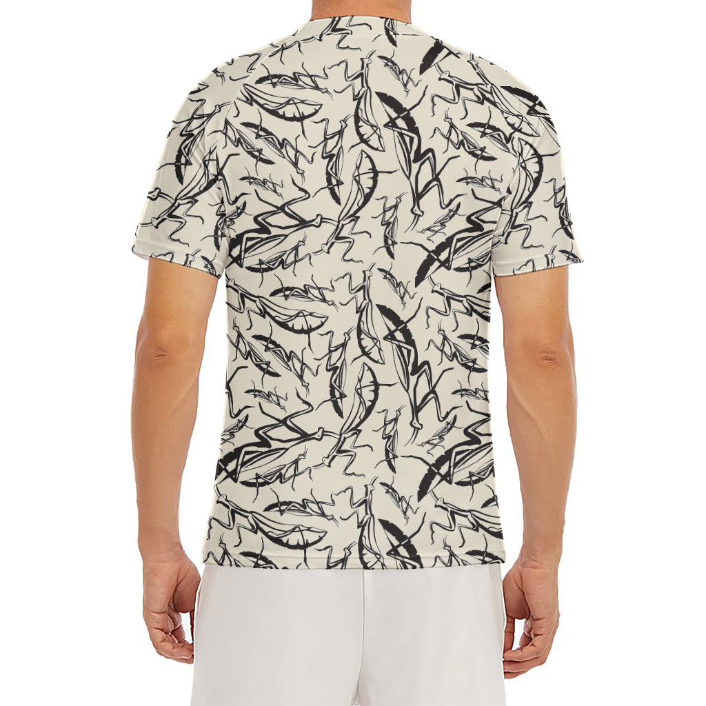 Hand Drawn Mantis Pattern Print Men's Short Sleeve Rash Guard