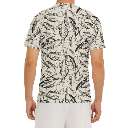 Hand Drawn Mantis Pattern Print Men's Short Sleeve Rash Guard