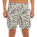 Hand Drawn Mantis Pattern Print Men's Split Running Shorts