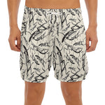 Hand Drawn Mantis Pattern Print Men's Split Running Shorts