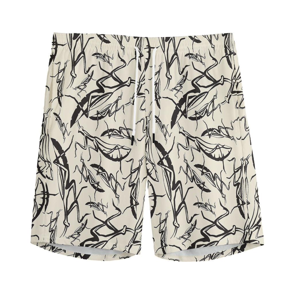 Hand Drawn Mantis Pattern Print Men's Sports Shorts