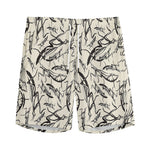 Hand Drawn Mantis Pattern Print Men's Sports Shorts