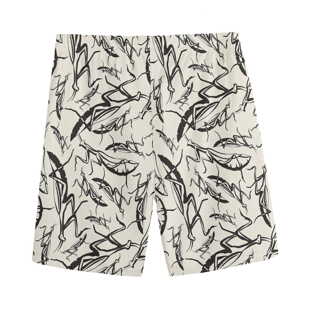 Hand Drawn Mantis Pattern Print Men's Sports Shorts