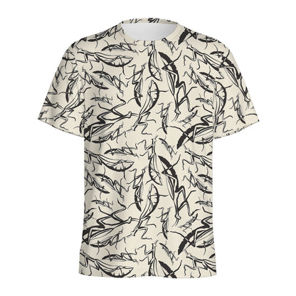 Hand Drawn Mantis Pattern Print Men's Sports T-Shirt