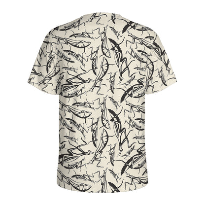 Hand Drawn Mantis Pattern Print Men's Sports T-Shirt