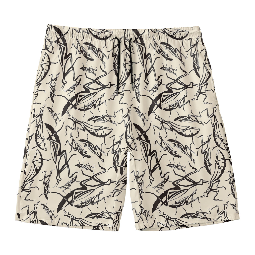 Hand Drawn Mantis Pattern Print Men's Swim Trunks