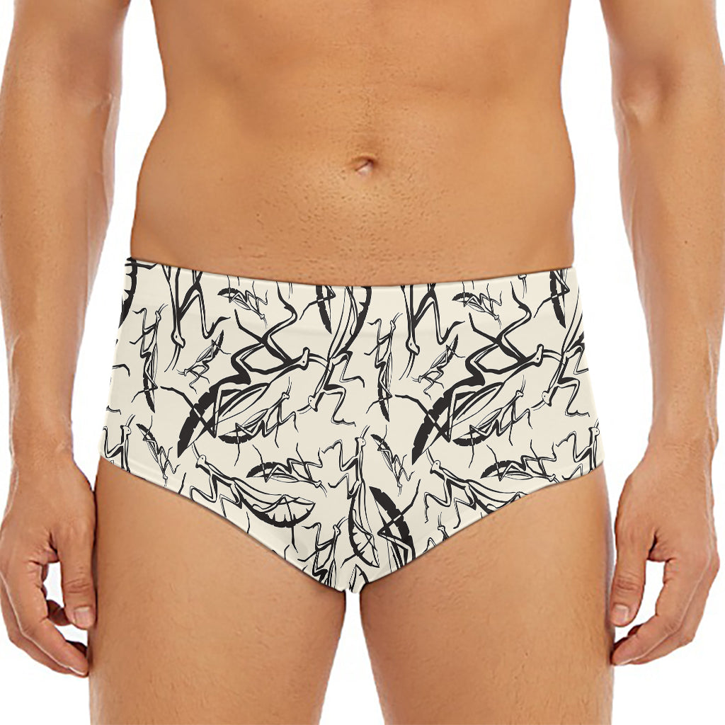Hand Drawn Mantis Pattern Print Men's Triangle Swim Briefs