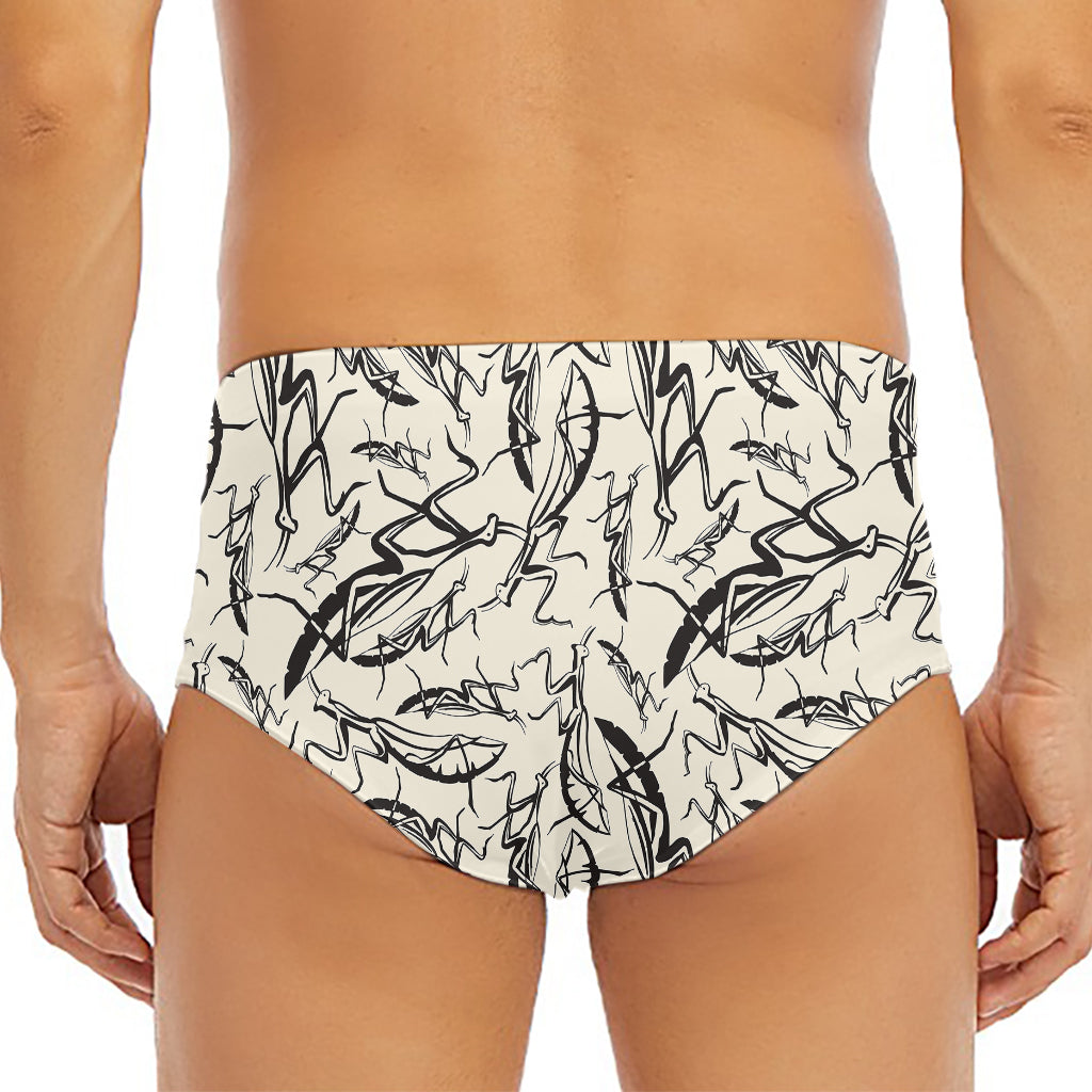 Hand Drawn Mantis Pattern Print Men's Triangle Swim Briefs