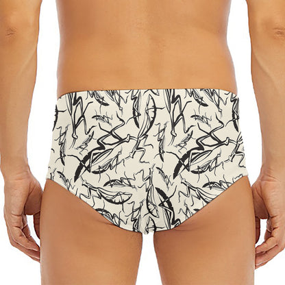 Hand Drawn Mantis Pattern Print Men's Triangle Swim Briefs