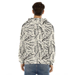Hand Drawn Mantis Pattern Print Men's Velvet Pullover Hoodie