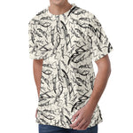 Hand Drawn Mantis Pattern Print Men's Velvet T-Shirt