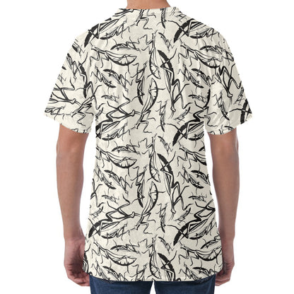Hand Drawn Mantis Pattern Print Men's Velvet T-Shirt