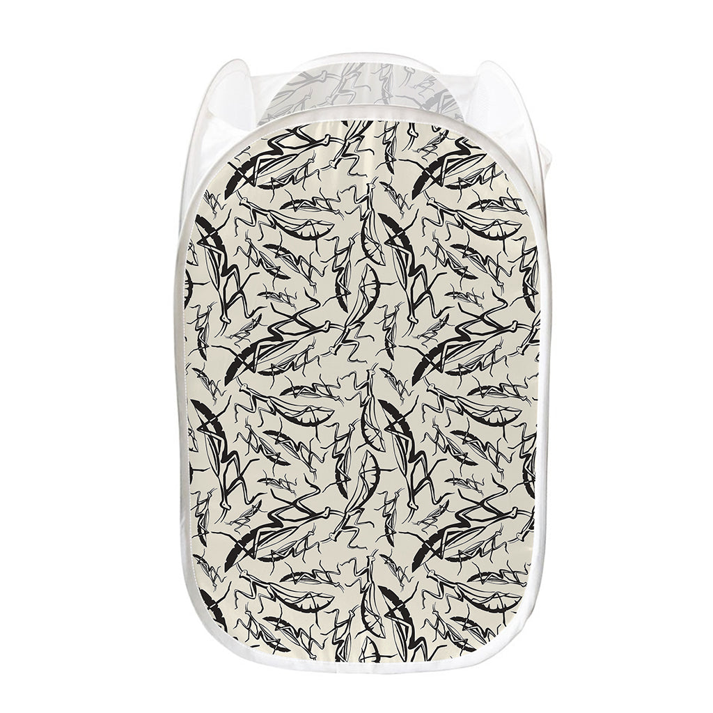 Hand Drawn Mantis Pattern Print Mesh Laundry Hamper