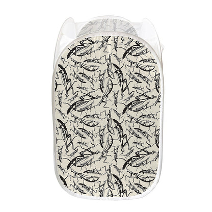 Hand Drawn Mantis Pattern Print Mesh Laundry Hamper
