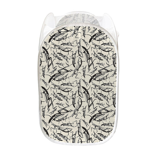 Hand Drawn Mantis Pattern Print Mesh Laundry Hamper