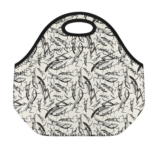 Hand Drawn Mantis Pattern Print Neoprene Lunch Bag